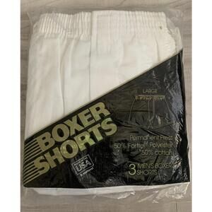 Vintage Men's Underwear Boxer Shorts 3 Pack Large Brand New White Made In USA